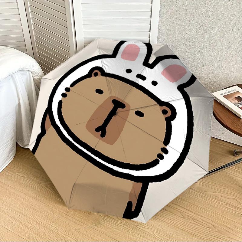 1pc Bunny Capybara Automatic Open/Close Umbrella, Folding Compact Umbrella with Lightweight Design for Women/Menyy251028217