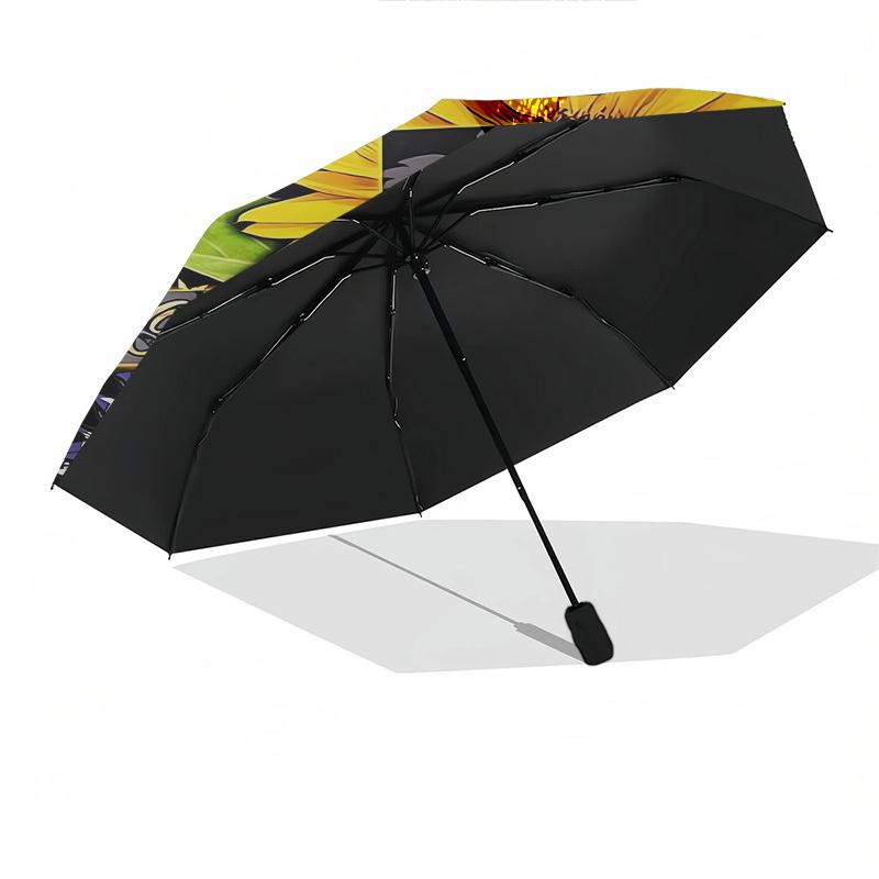 Flagge Sonnenblume - Automatischer Regenschirm, Vierjahreszeiten Tragbarer Faltregenschirm, Geeignet für Männer und Frauen, Reisen, Täglicher Kompakter Regenschirm, Outd