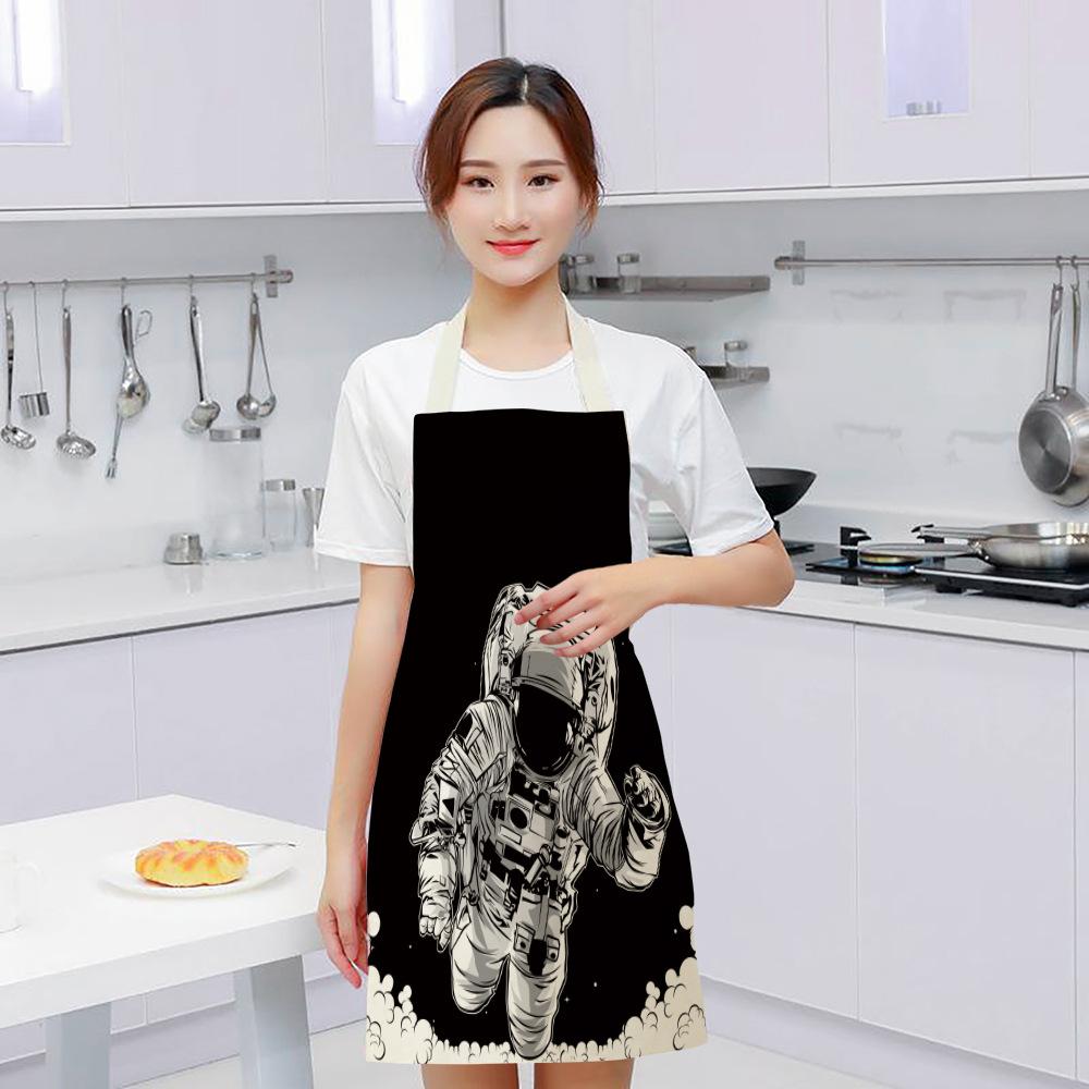 Sans cadre Espace Coton Lin Nettoyage Facile Fille Astronaute Hommes Imprimé Tablier de Taille Tabliers Femmes Ustensiles de Cuisine Maison Tablier de Cuisine Enfant