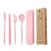 Eco-Friendly Wheat Straw Cutlery Set: Knife, Fork, Spoon & Chopsticks - Portable 4-Piece Tableware for Students & Professionals, Ideal Gift