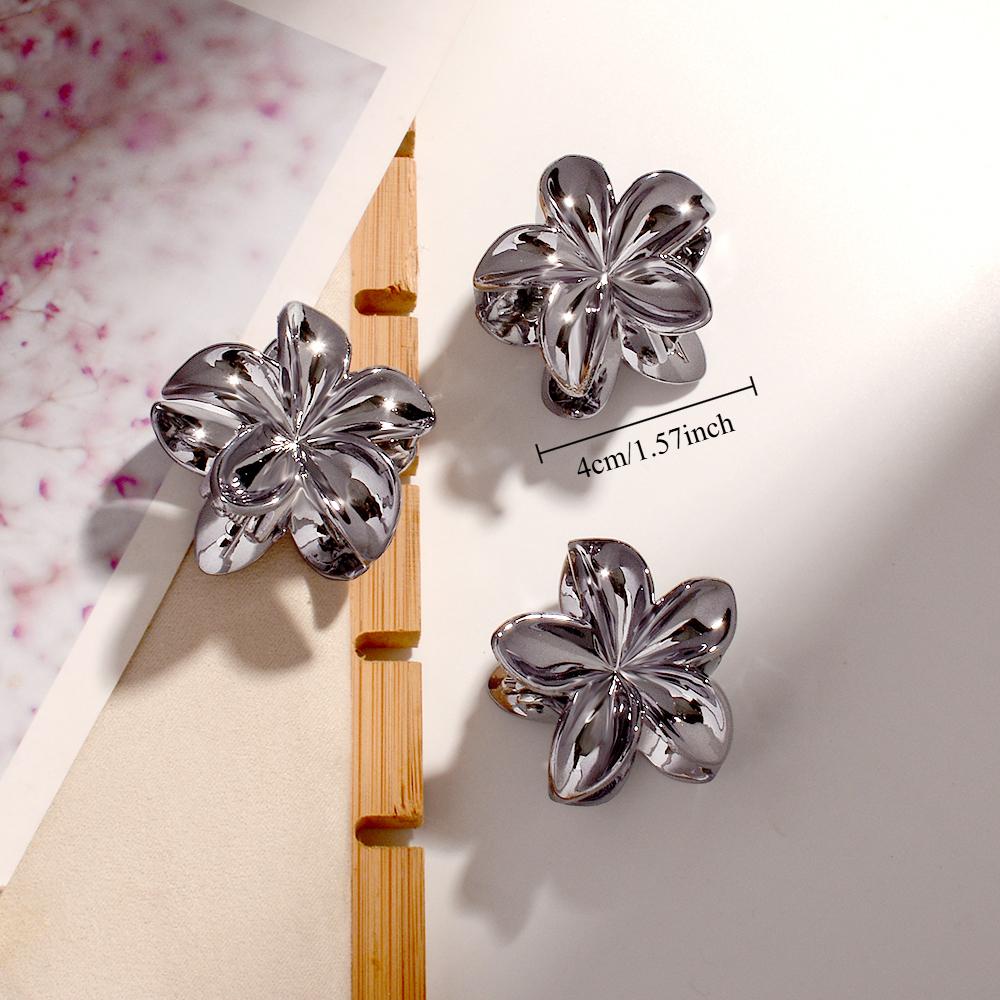 3pcs Large Small PVC Bauhinia Flower Hair Claw Clips for Women Girls Trendy Gold Silver Color Hairpin Accessories Styling Gifts