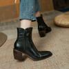 2024 Autumn Women Ankle Boots Round Toe Women Boots Winter Western Boots Genuine Leather Leather Shoes Office Lady Shoes Retro