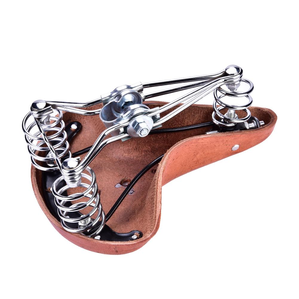 Vintage Mountain Bike Saddle with Shock Absorbing Springs, Ergonomic Wide Design for Standard Posts, Crafted with Lasting Comfort and R