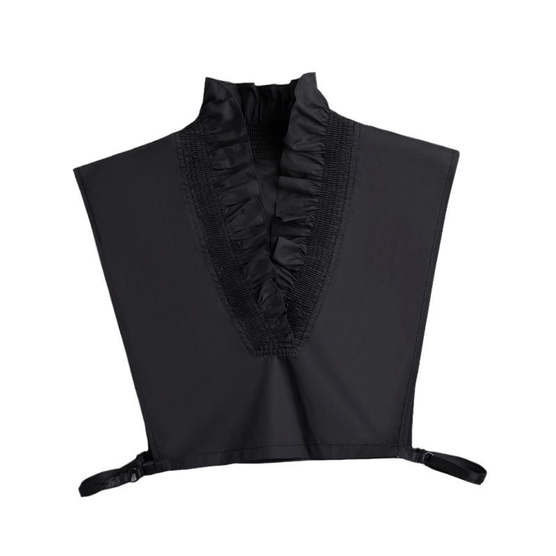 Womens Half Shirt Detachable Collar for Sweater Fungus Edge Cotton Deep V-neck Blouse Shirt Fake Collar Decorative