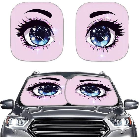 KEIAHUAN Customized Auto Front Window Visor Sun Shade Universal Windshield Sunshade for Car Truck SUV 2-Piece