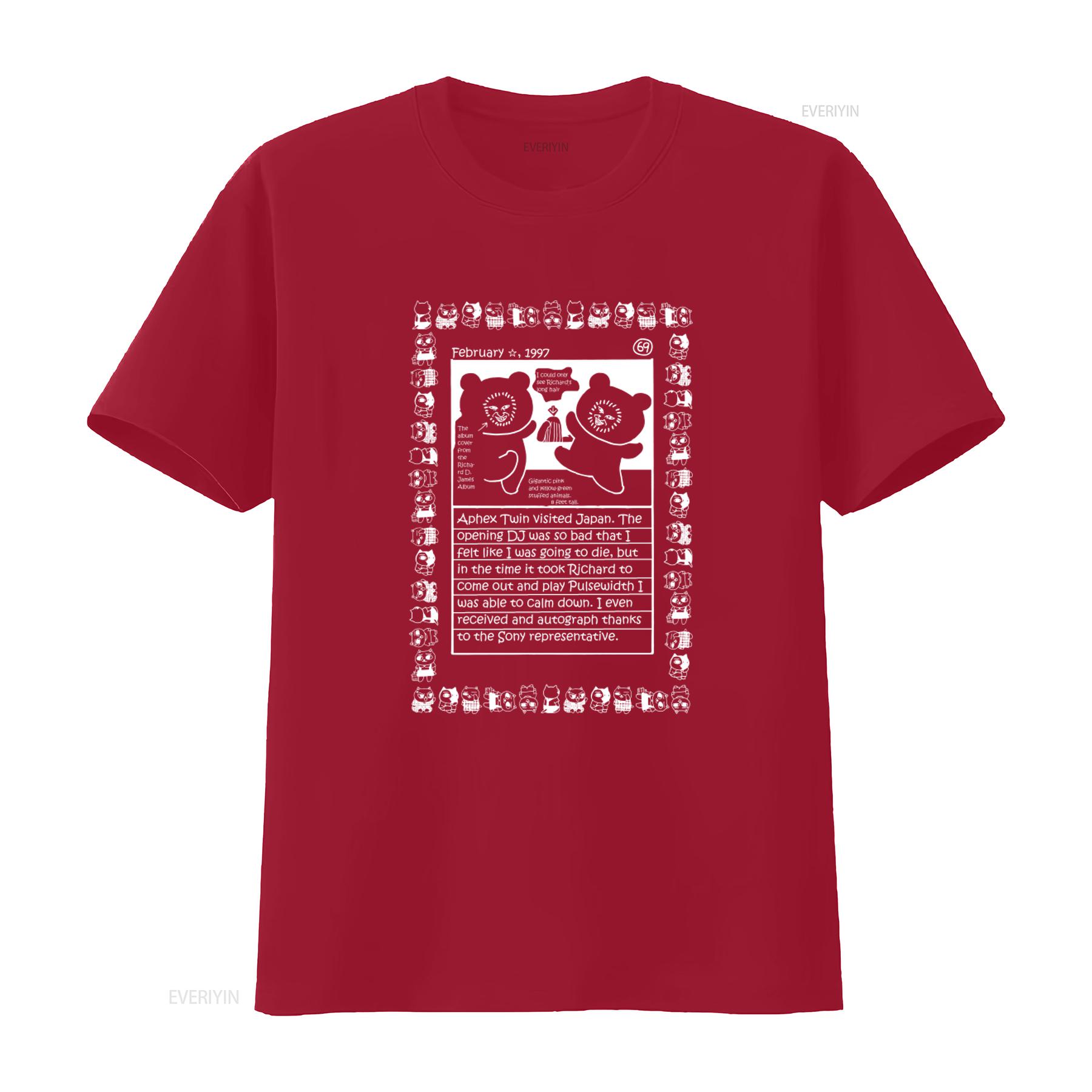 

Aphex Twin Japan Tour 1997 Vintage Cartoon Bear Print Mens T Shirt All Sizes vintage Washed designer clothes Versatile Unisex S