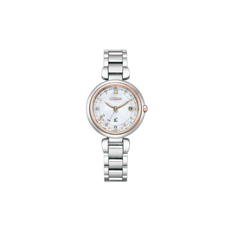 

CITIZEN xc 50 meters waterproof solar Quartz titanium strap 29mm women s watch white dial ES9466-65W синій