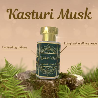 Kasturi Musk Attar – Prémiový unisex olejový parfum – Dlhotrvajúci – Bez alkoholu – Bohatá orientálna vôňa