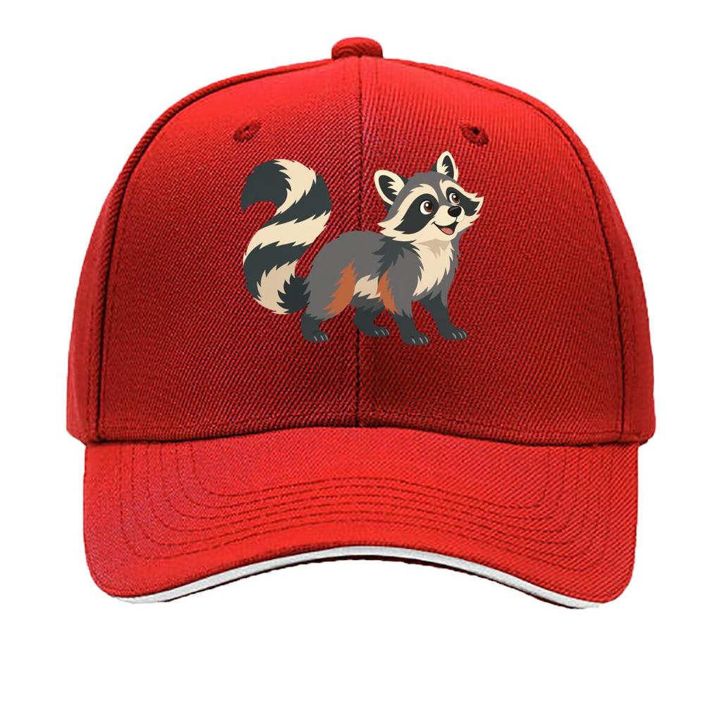 Playful Woodland Raccoon Mascot Illu Sandwich Baseball Cap Sun Cap Outdoor Workouts Hat