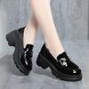 Platform Women's Autumn New Women's Shoes Thick Heel Bright Leather Small Leather Shoes Soft Leather Soft Sole Single Shoes