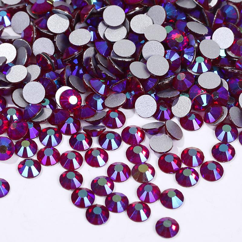 Color Ab Crystal Glass Flat Bottom Drill Round Nail Drill Diy Colorful Nail Jewelry