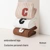 Women's Mid-calf Sweat-wicking Cotton Socks with Trendy Embroidered C Letter - Autumn/Winter Collection