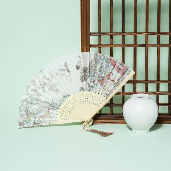 Korean Traditional Bamboo Folding Fan Korean alphabet (Hangeul), Sipjangsaeng & Hojakdo (7 Options)