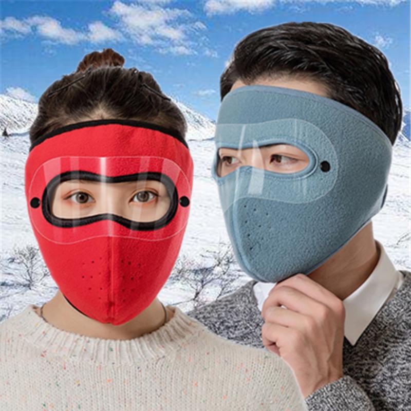 Winter Warm Mask Thickened Fleece Windproof Motorcycle Cycling Face Mask Bike Riding Sportmask Cover with Earmuff Adults