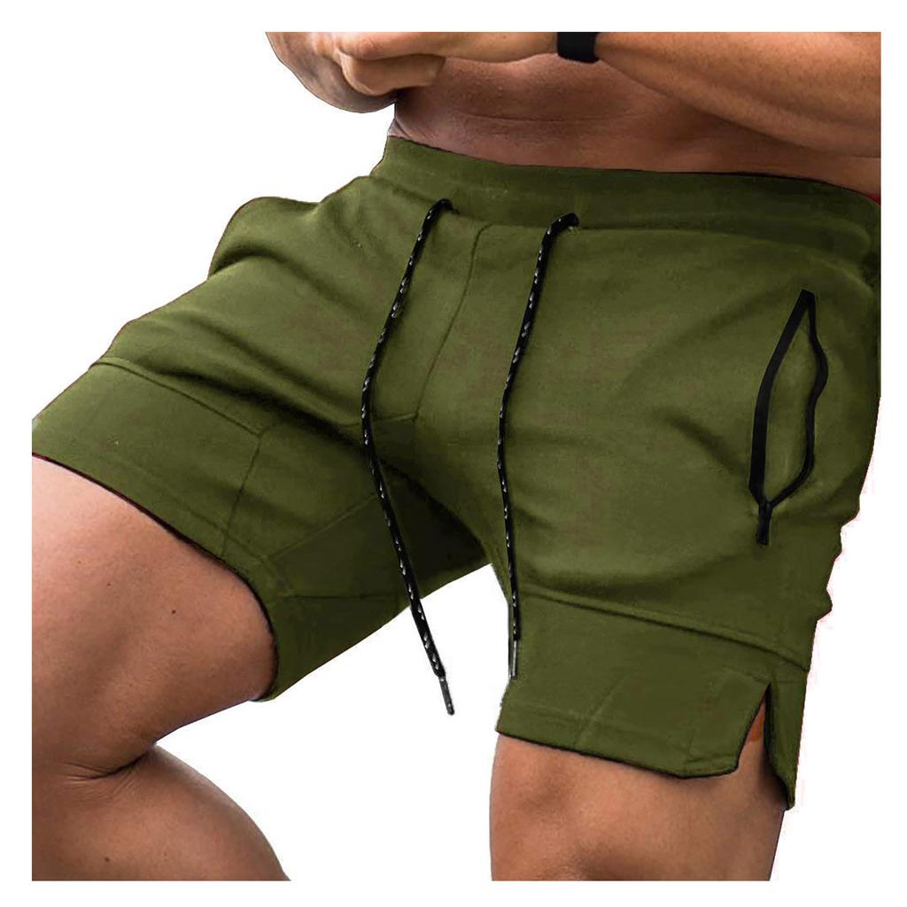 Men's Fitness Shorts Weight Lifting Squat Shorts Multicolor Zipper Pocket Training Bodybuilding Pants