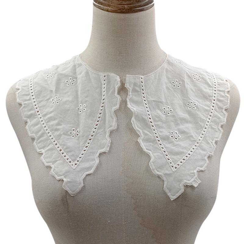 Cotton Embroidered Lace Shoulder Collar with Floral Punch Design for DIY Crafts