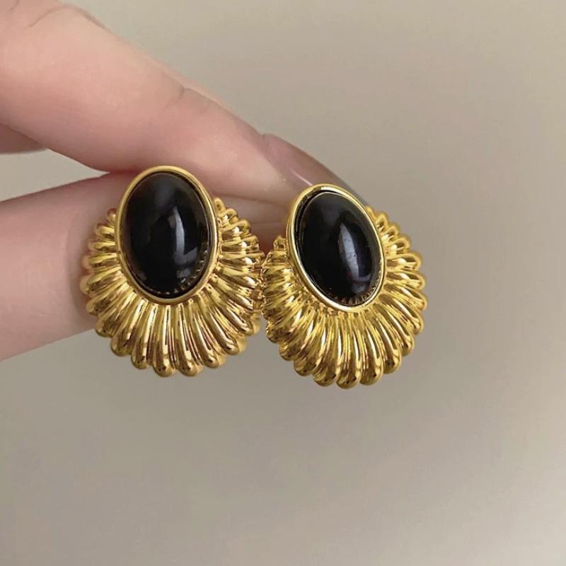Black Oval Metal Drop Earrings for Women Minimalism Temperament Brincos Hyperbole Fashion Party Jewelry