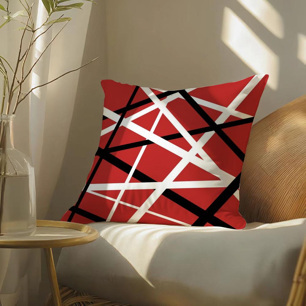 Eddie V-Van H-Halen Band Pillow Case Double-Sided Plush Sofa Cushion Covers Organic Breathable Invisible Zipper