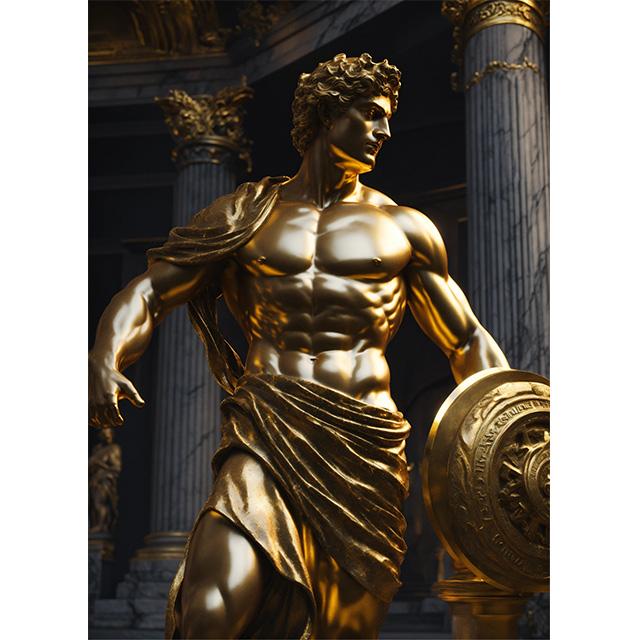 Stone Gold Statue Muscular Greek God Statue Prints Poster Canvas Painting Modern Wall Art Picture Living Room Bedroom Home Decor