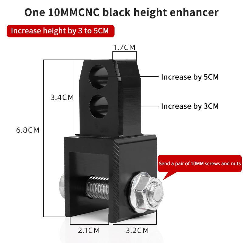 Motorcycle Rear Shock Extender 1/2Pcs Motorcycle Front Shock Riser With Screw Front Shock Riser Height Extension Absorber Metal 10mm чёрный