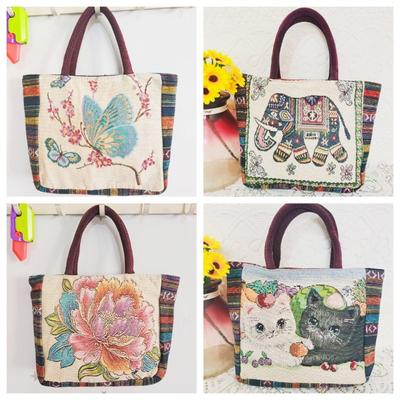 Canvas Bag, Women's Large-capacity Double-sided Embroidered Animal Handbag, Mommy Bag, Go Shopping, Handbag