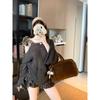 Kumikumi Stylish Leopard Print Lace-up off-Shoulder Long Sleeves Pullover Sweater Female Autumn New Arrival Chic Anti-Aging Top