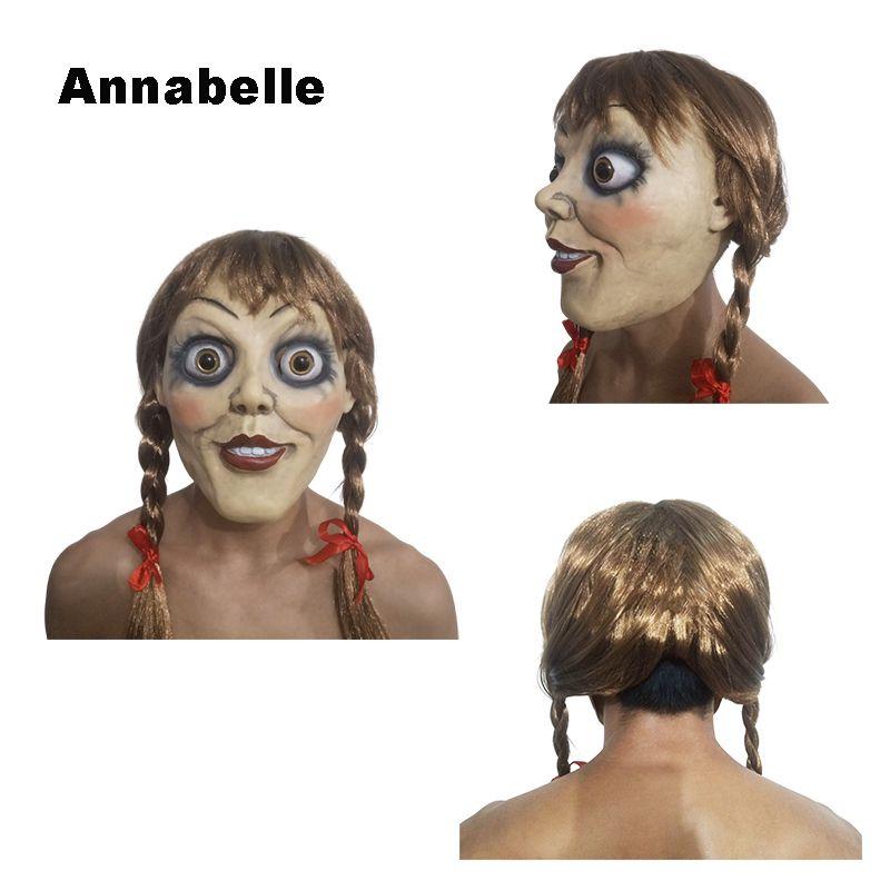 Annabelle Halloween Maske Terror Latex Cosplay Kopfbedeckung Requisiten Gruseliges Kostüm