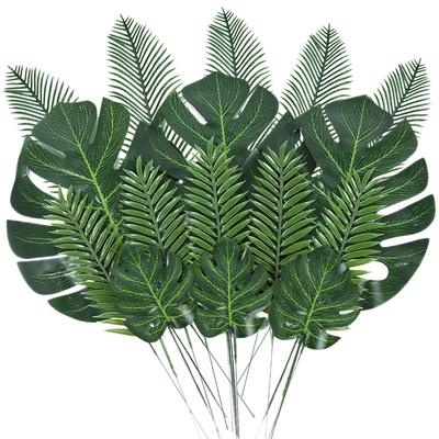 Artificial Tropical Palm Leaves Plant Hawaiian Luau Aloha Summer Jungle Theme Party Decoration Wedding Birthday Home Table Decor
