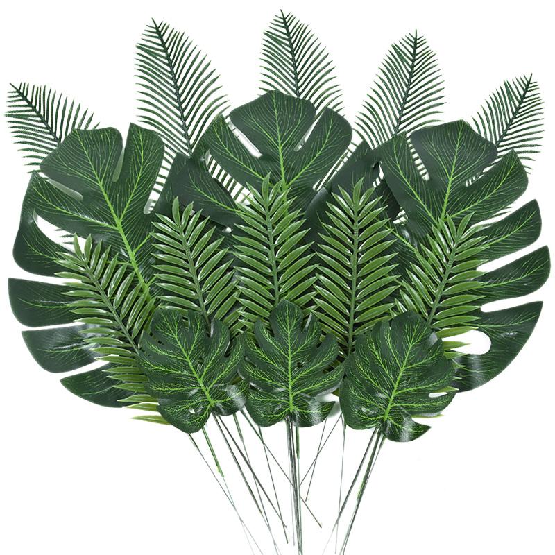 Artificial Tropical Palm Leaves Plant Hawaiian Luau Aloha Summer Jungle Theme Party Decoration Wedding Birthday Home Table Decor