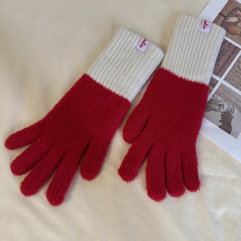 Luochi Knitting Dopamine Color Woolen Gloves: Women's Winter Knitted Touchscreen Cycling Gloves for Cold Protection