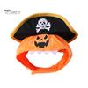 Soft Fleece Pet Accessory Cat Pumpkin Pirate Hat, Halloween Cozy Funny Hat Cosplay for Cats, Small Dogs, Holiday Party Orange And Black Apparel