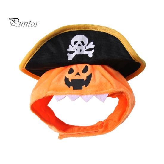 Soft Fleece Pet Accessory Cat Pumpkin Pirate Hat, Halloween Cozy Funny Hat Cosplay for Cats, Small Dogs, Holiday Party Orange And Black Apparel