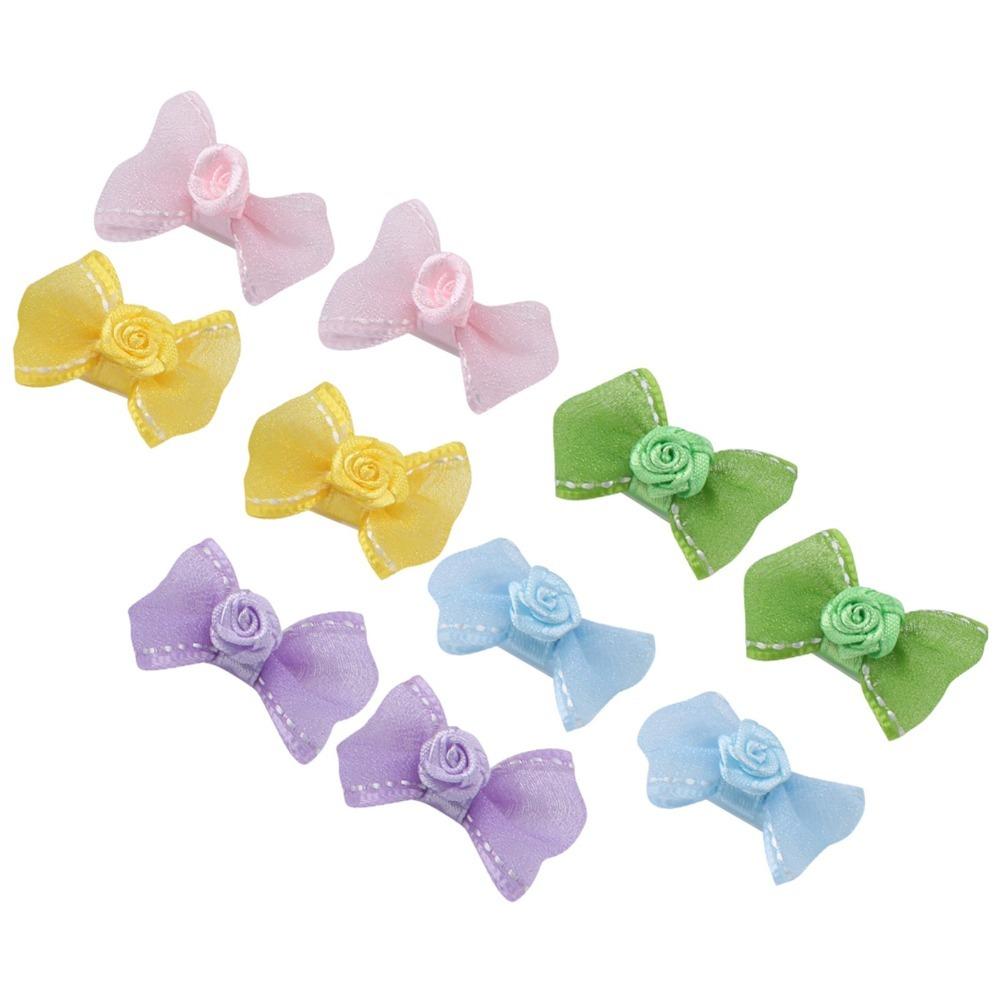 10Pcs Lightweight Pet Bow Clip Organza Bow Pet Head Flower Pet Bow Hairpin Daily Pet Wear