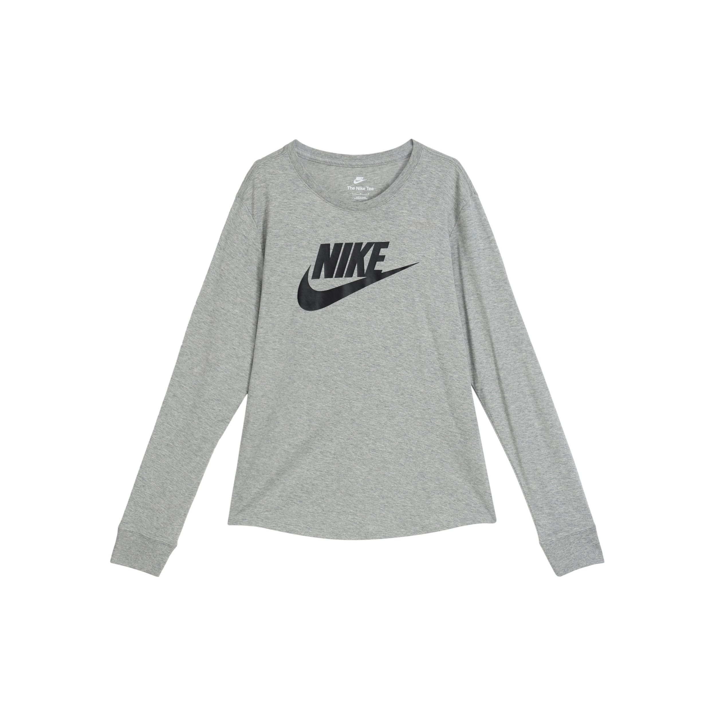 

Nike Свитшот женский серый с длинным рукавом и логотипом, Essentials S