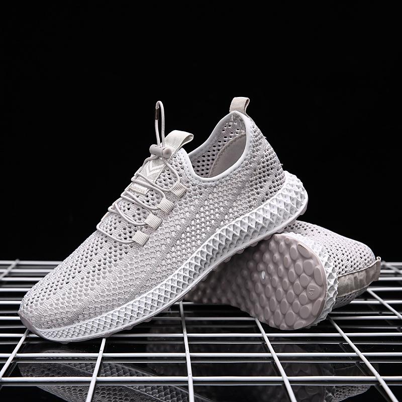 

Shoes Men s Flying Weaving Hollow Couple Shoes Sneakers Four Seasons Versatile Mesh Breathable Running Shoes Size 35-44 44 серый