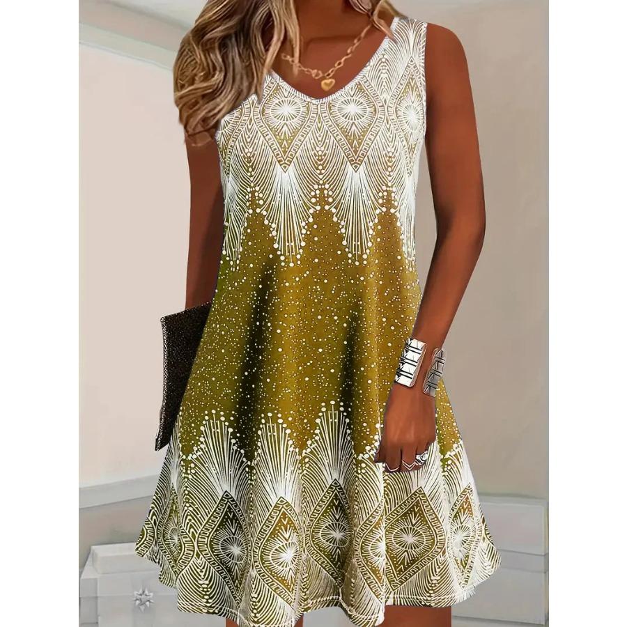 Dámské oblečení velikosti 3XL Plus Size, Street fashion mini šaty s 3D potiskem, Letní bez rukávů, Kulatý výstřih, Volné, Ležérní dámské šaty