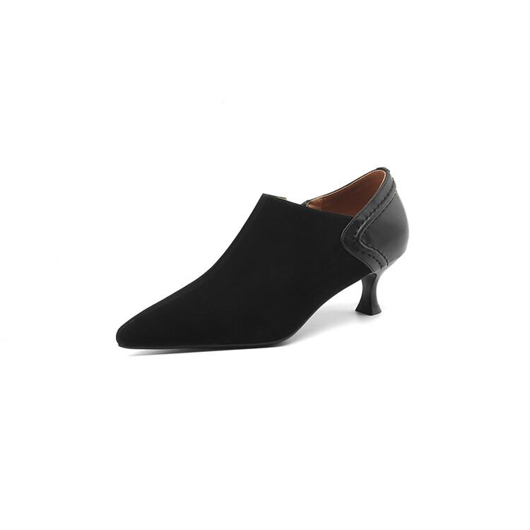 Fashion New Spring Sheep Suede Women Shoes French Retro Pointed Toe Women Pumps Side Zipper Loafers Shoes for Women Ladies Shoes