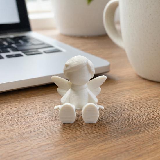 Angel Figurine with Articulated Legs, 3D Printed Guardian Angel Statue, Sitting Angel Desk Decoration for Home Office Shelf