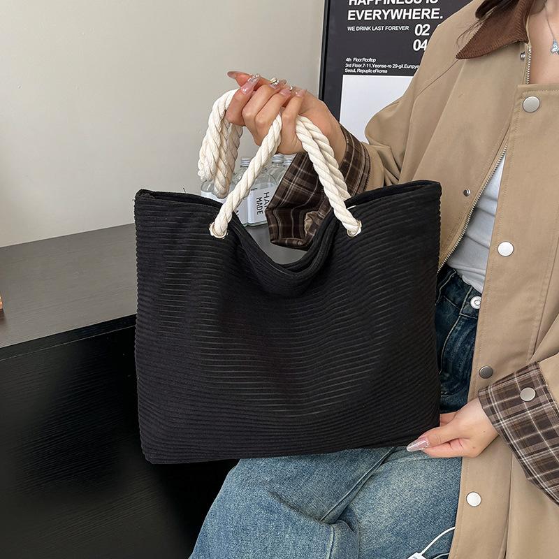 Autumn and Winter New Large-capacity Shoulder Bag Lazy Corduroy Cloth Bag Student Class Bag Work Commuter Bag