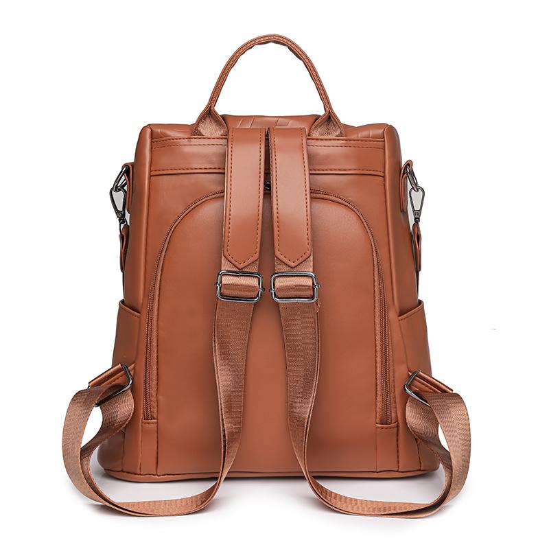Large Capacity Backpack Women's Letter Backpack Soft Leather Travel Bag Multifunctional Shoulder Bag