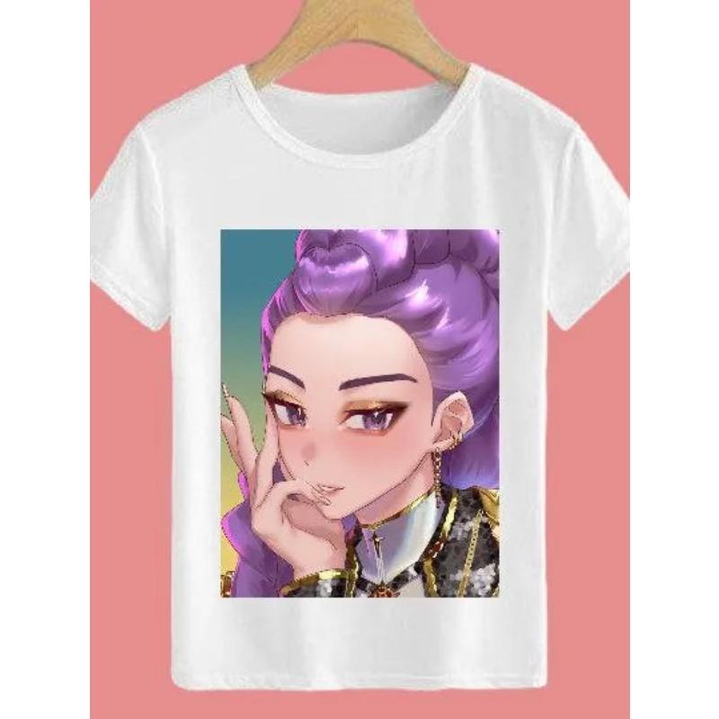 Casual Loose Short-sleeved Fashion Printed Top Simple T-Shirts Girls