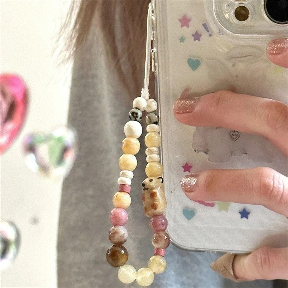 

Wrist Strap Beaded Phone Chain Anti-Lost Mobile Lanyard Phone Strap Phone Pendant