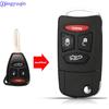 Jingyuqin Modifizierter Eintrag 3/4 Tasten Klappbarer Fernbedienungs-Autoschlüsselgehäuse-Rohling für Chrysler Town Country Dodge Grand Caravan Jeep