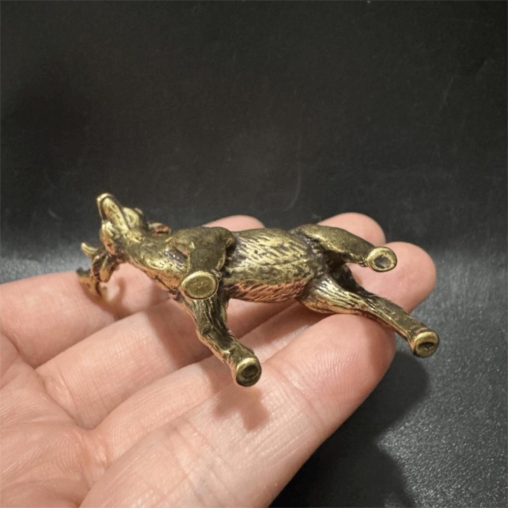 Three-Dimensional Brass Elk Statue Brass Miniature Elk Ornament  Christmas Gift