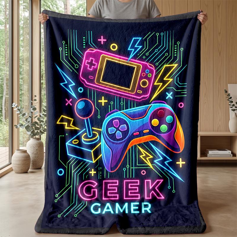 Neon Gaming Ausrüstung Thema Decke Leicht Warm Flanell Decke Dekorative Überwurfdecke für Hausdekoration