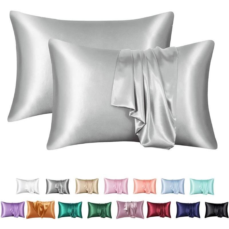 Luxurious Solid Color Satin Pillow Cases Set High Quality Soft Hypoallergenic Fabric