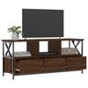 TV Stand in Brown Oak Look 102 x 33 x 45 cm Particleboard & Iron