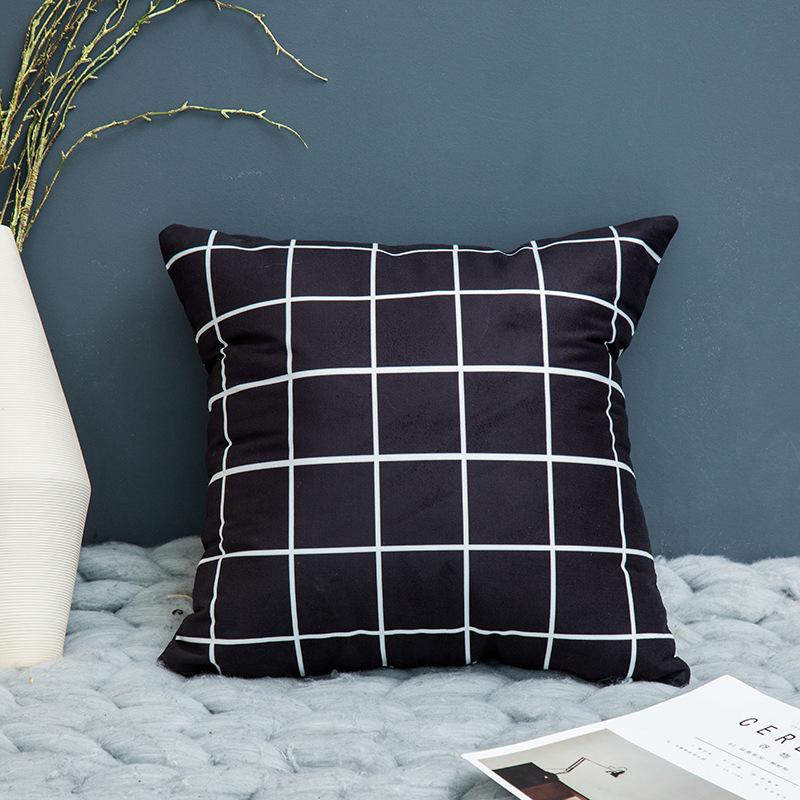 Nordic Throw Pillow Cover Plush Black and White Geometric Striped Simple Pillow Cover Sofa Cushion Cover