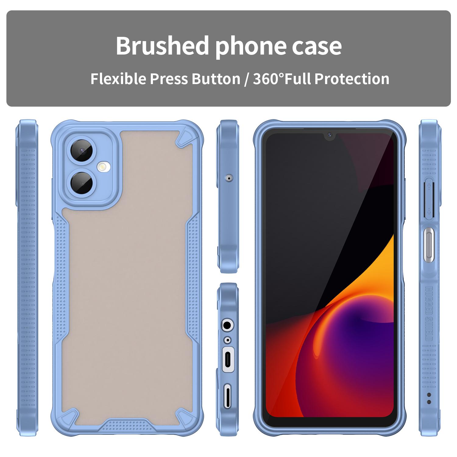 

For Samsung Galaxy A06 5G Back Cover WANLONFENG MFFJ2 Series TPU+Acrylic Phone Case with 2PCS Tempered Glass Purple