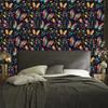 Wallpaper Colorful Butterflies Navy Blue and Indigo for Living Room and Bedroom 50x1000